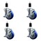 Service Caster 4'' Blue Poly Swivel 1-3/8'' Expanding Stem Caster Set with Brake, 4PK SCC-EX20S414-PPUB-BLUE-TLB-138-4 - alternate 1